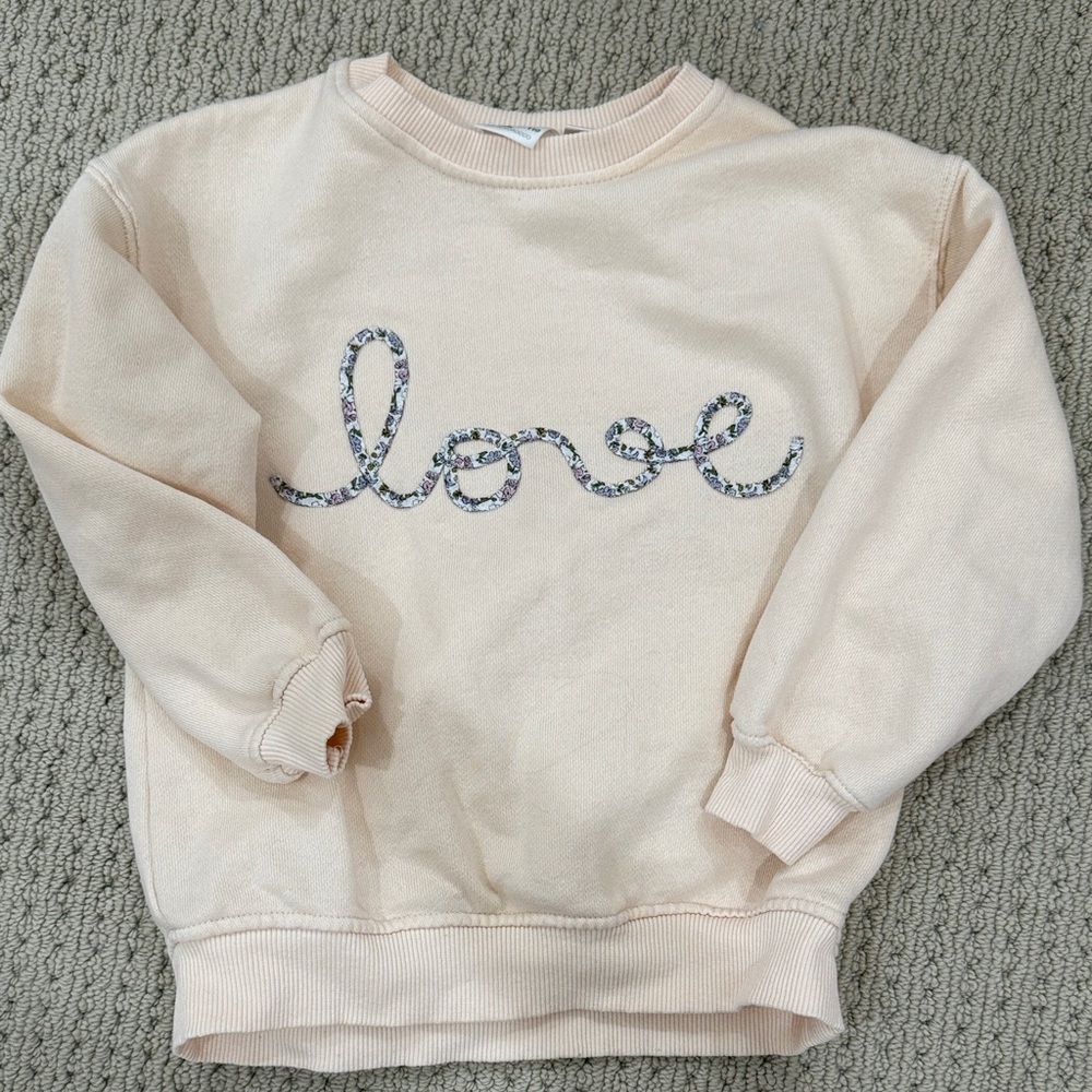 Zara Cream Sweatshirt with Floral Embroidery